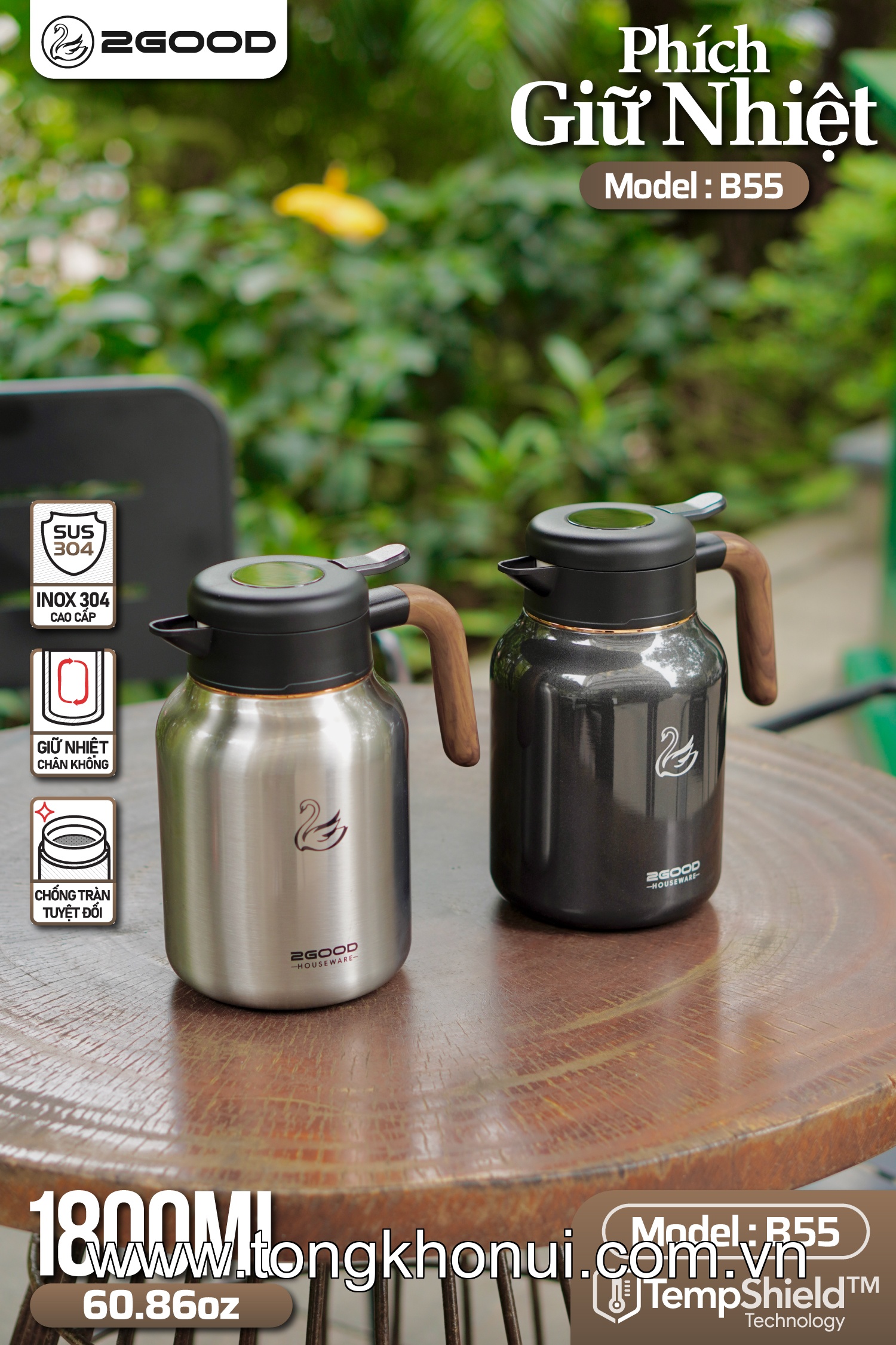 PHÍCH GIỮ NHIỆT 2GOOD B55 – DUNG TÍCH 1.8L GIỮ NÓNG/LẠNH 24H ảnh 7