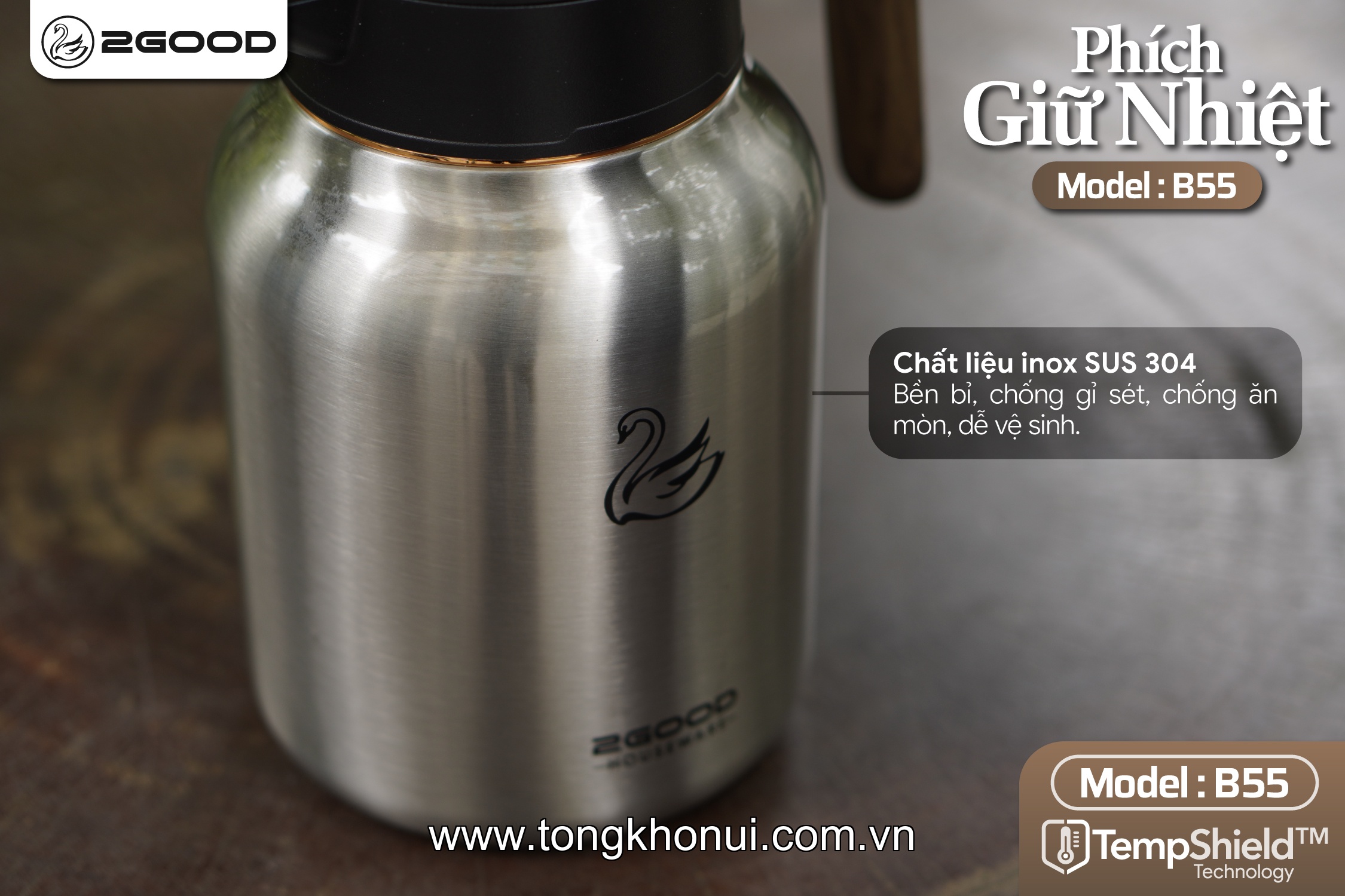 PHÍCH GIỮ NHIỆT 2GOOD B55 – DUNG TÍCH 1.8L GIỮ NÓNG/LẠNH 24H ảnh 12
