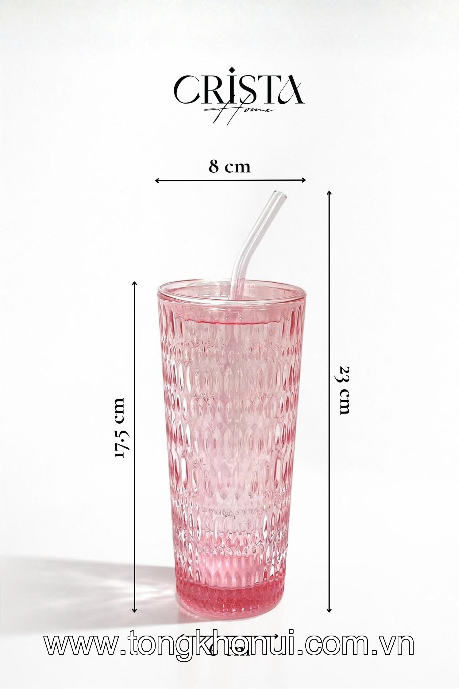 BỘ 2 CỐC THỦY TINH CAO KÈM ỐNG HÚT 500ML CRISTA HOME – CỐC UỐNG TRÀ SỮA, SINH TỐ (TẶNG 2 NẮP NHỰA) (MÃ 60243) ảnh 4