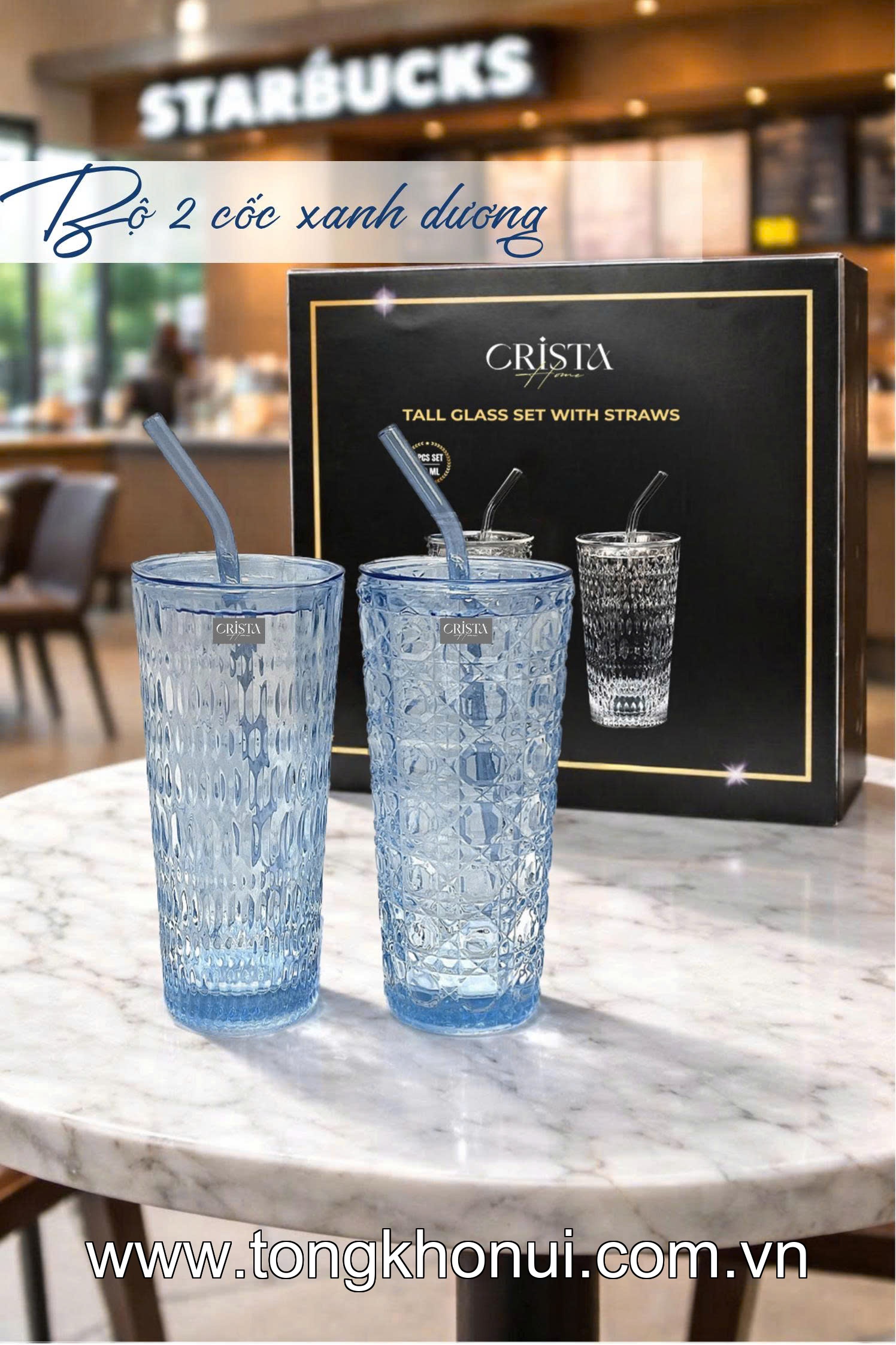 BỘ 2 CỐC THỦY TINH CAO KÈM ỐNG HÚT 500ML CRISTA HOME – CỐC UỐNG TRÀ SỮA, SINH TỐ (TẶNG 2 NẮP NHỰA) (MÃ 60243) ảnh 7