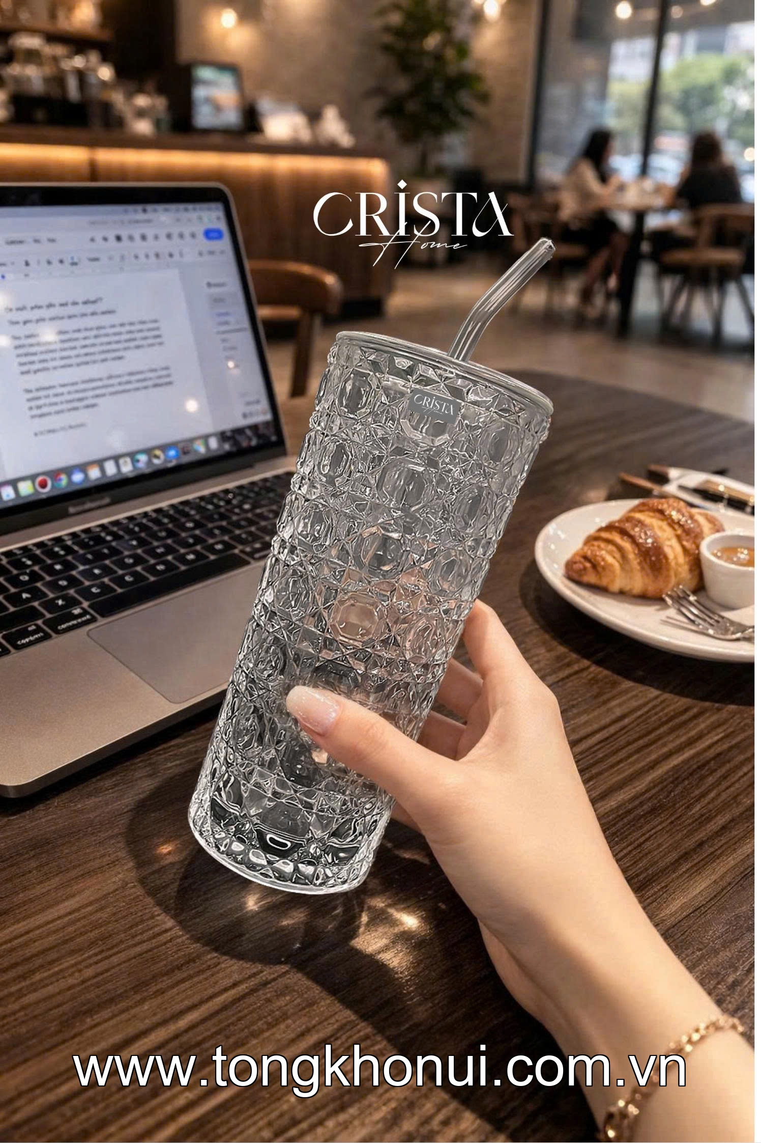 BỘ 2 CỐC THỦY TINH CAO KÈM ỐNG HÚT 500ML CRISTA HOME – CỐC UỐNG TRÀ SỮA, SINH TỐ (TẶNG 2 NẮP NHỰA) (MÃ 60243) ảnh 20