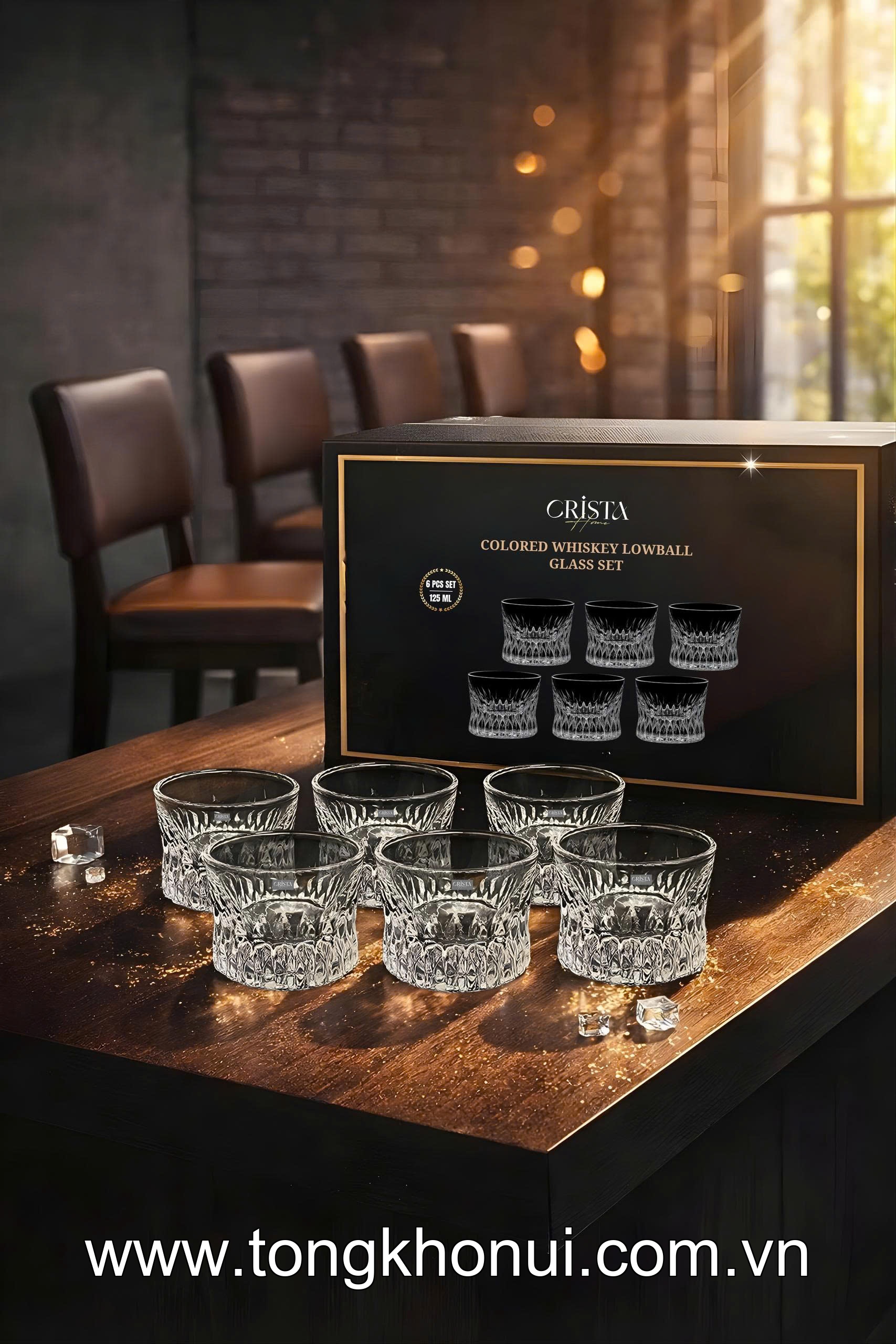 BỘ 6 CỐC RƯỢU WHISKY THỦY TINH 195ML CRISTA HOME – LY UỐNG RƯỢU TIẾP KHÁCH SANG TRỌNG (MÃ 60221) ảnh 6