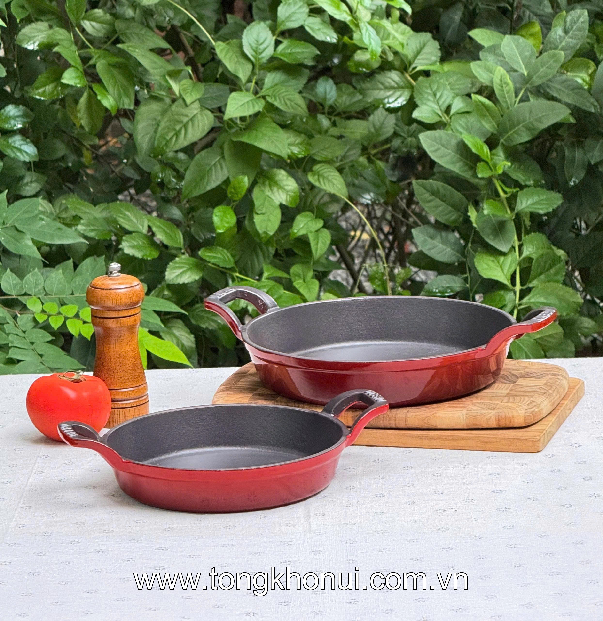 CHẢO GANG 2 TAY CẦM OCENO MÀU ĐỎ – CHẢO GANG CHIÊN RÁN GIỮ NHIỆT, DÙNG MỌI BẾP (MÃ OFR-1334, OFR-1341) ảnh 13