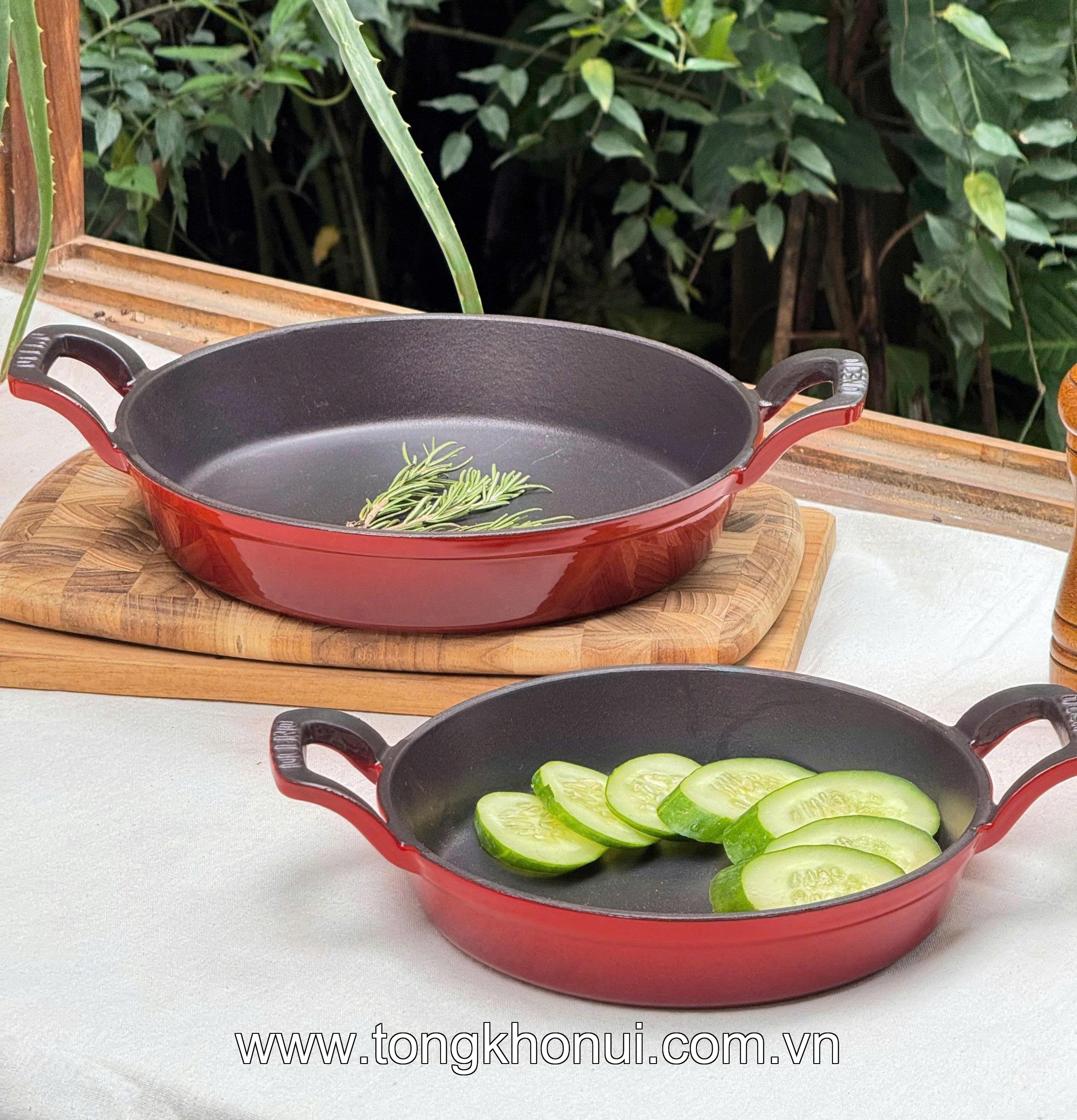 CHẢO GANG 2 TAY CẦM OCENO MÀU ĐỎ – CHẢO GANG CHIÊN RÁN GIỮ NHIỆT, DÙNG MỌI BẾP (MÃ OFR-1334, OFR-1341) ảnh 14