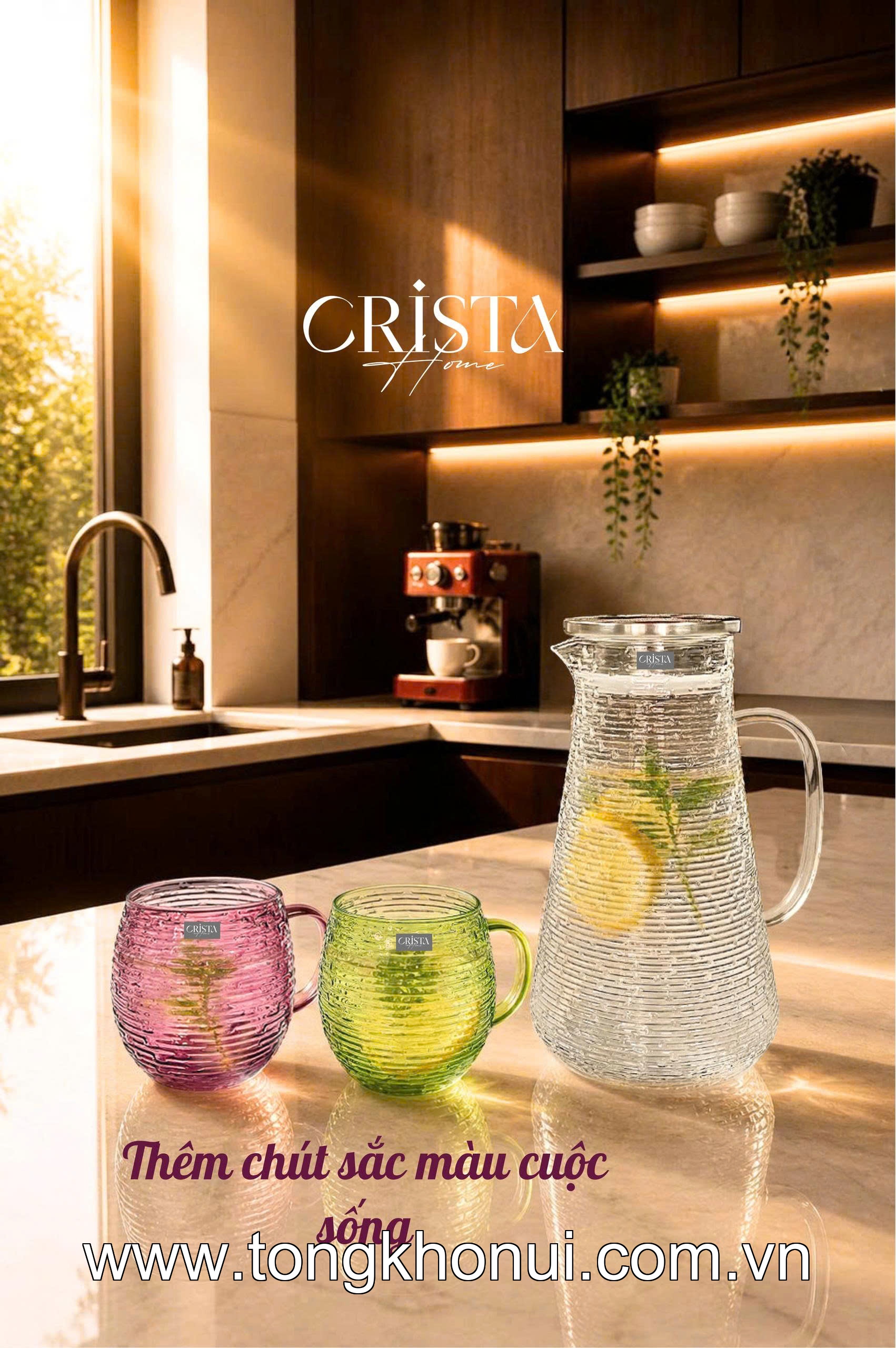 BỘ 6 CỐC THỦY TINH DÁNG BẦU VÂN NGANG CÓ QUAI 350ML CRISTA HOME – CỐC UỐNG TRÀ, CAFE CHỊU NHIỆT (MÃ 60278) ảnh 11