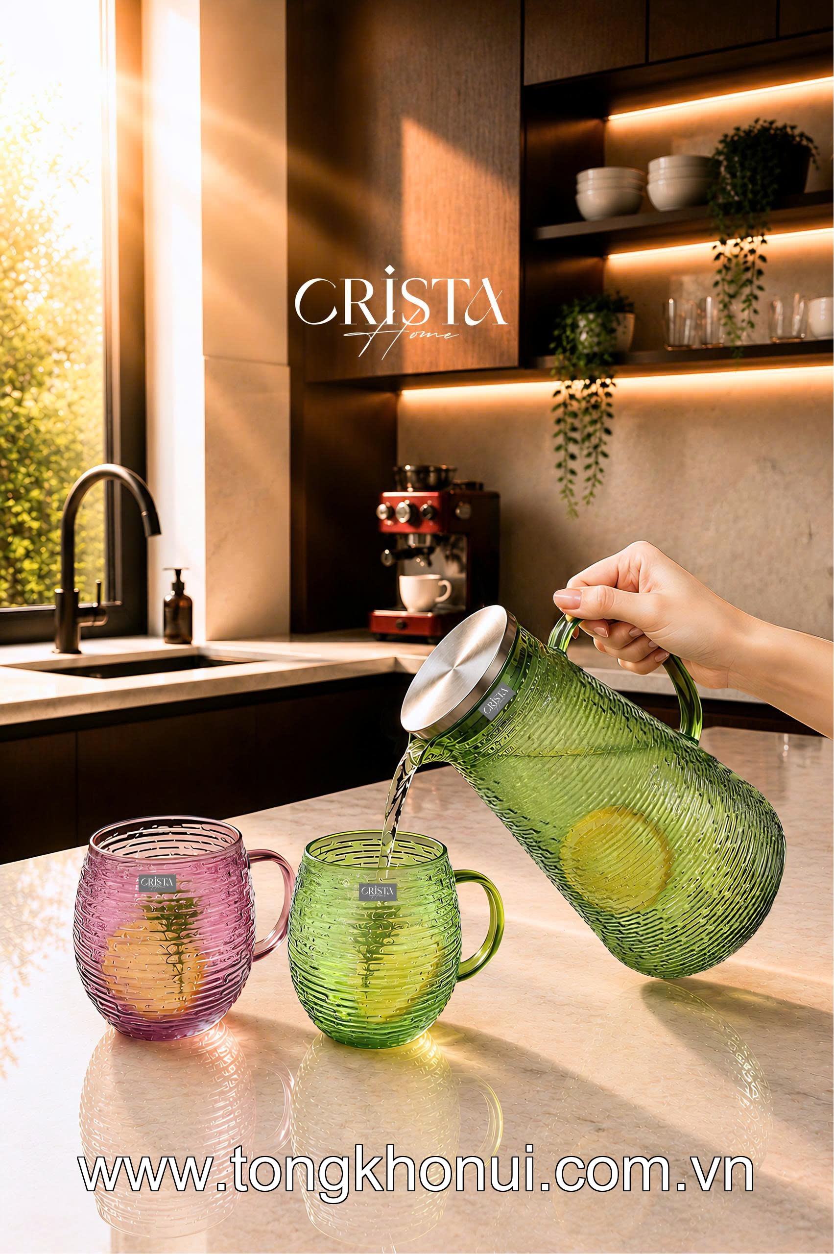 BỘ 6 CỐC THỦY TINH DÁNG BẦU VÂN NGANG CÓ QUAI 350ML CRISTA HOME – CỐC UỐNG TRÀ, CAFE CHỊU NHIỆT (MÃ 60278) ảnh 15