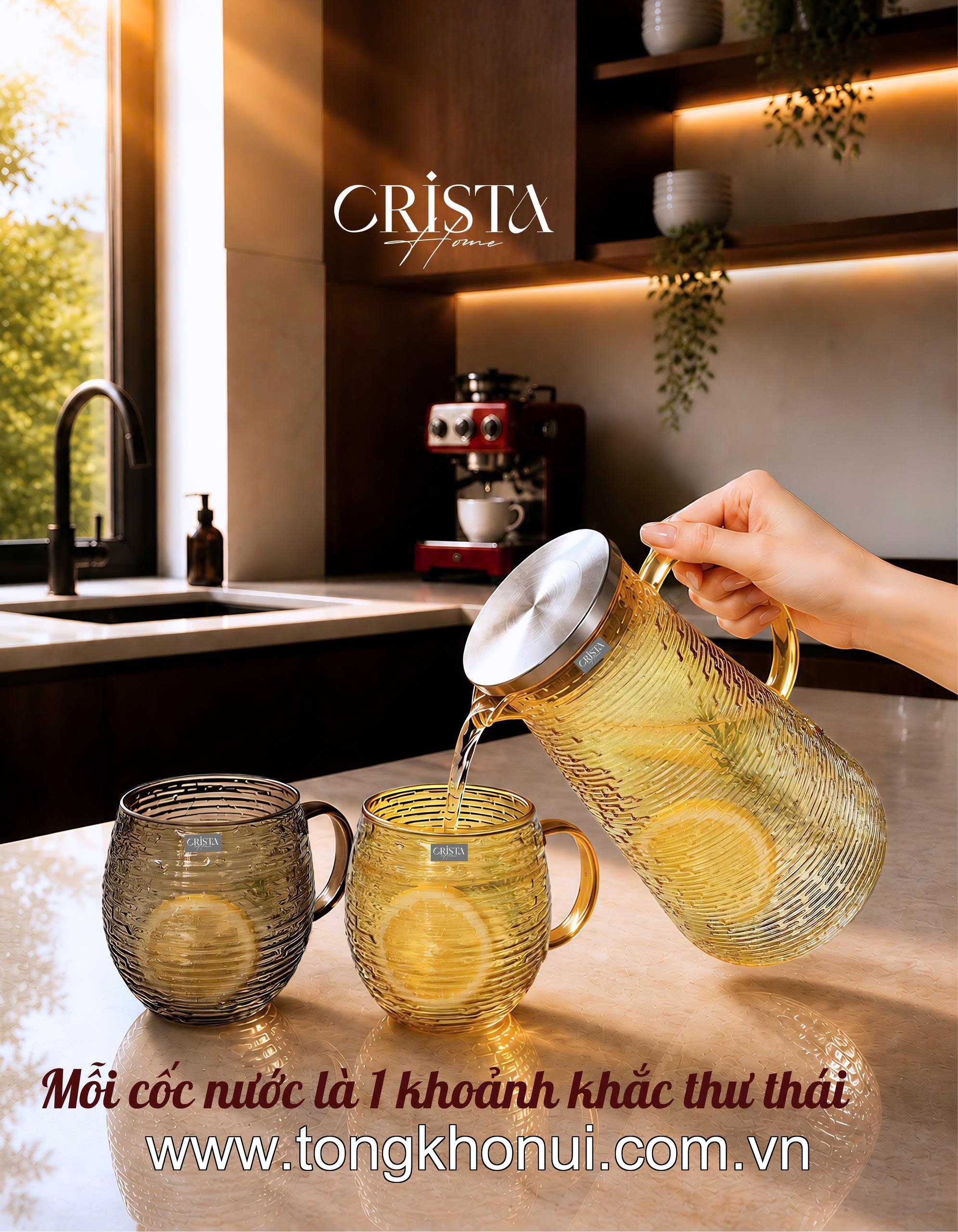 BỘ 6 CỐC THỦY TINH DÁNG BẦU VÂN NGANG CÓ QUAI 350ML CRISTA HOME – CỐC UỐNG TRÀ, CAFE CHỊU NHIỆT (MÃ 60278) ảnh 16