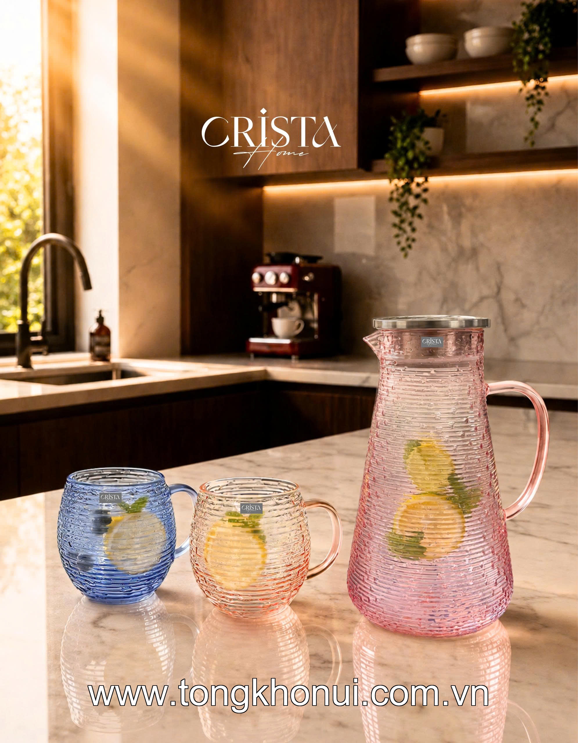 BỘ 6 CỐC THỦY TINH DÁNG BẦU VÂN NGANG CÓ QUAI 350ML CRISTA HOME – CỐC UỐNG TRÀ, CAFE CHỊU NHIỆT (MÃ 60278) ảnh 17