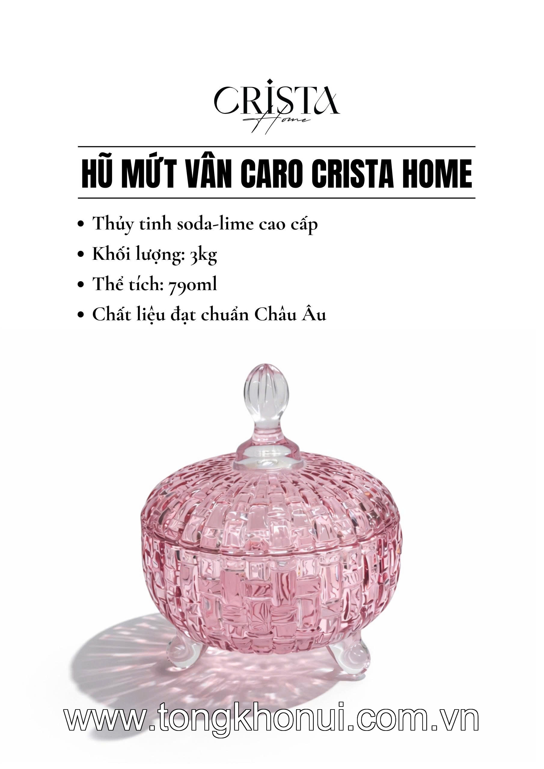 BỘ 2 HŨ THỦY TINH ĐỰNG KẸO VÂN CARO 790ML CRISTA HOME – HŨ ĐỰNG BÁNH KẸO, ĐỒ KHÔ ĐẸP (MÃ 60205) ảnh 8