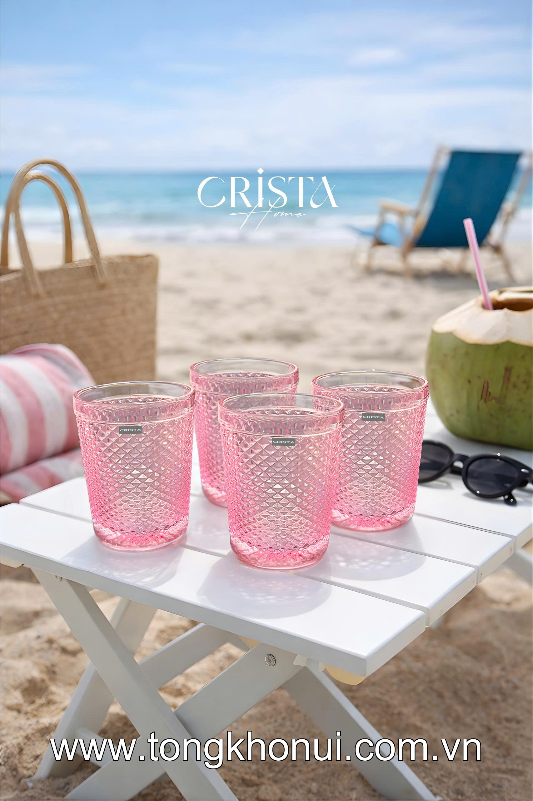 BỘ 4 CỐC THỦY TINH VÂN KIM CƯƠNG 300ML CRISTA HOME – CỐC UỐNG NƯỚC ĐẸP, QUÀ TẶNG ĐẲNG CẤP (MÃ 60218) ảnh 5