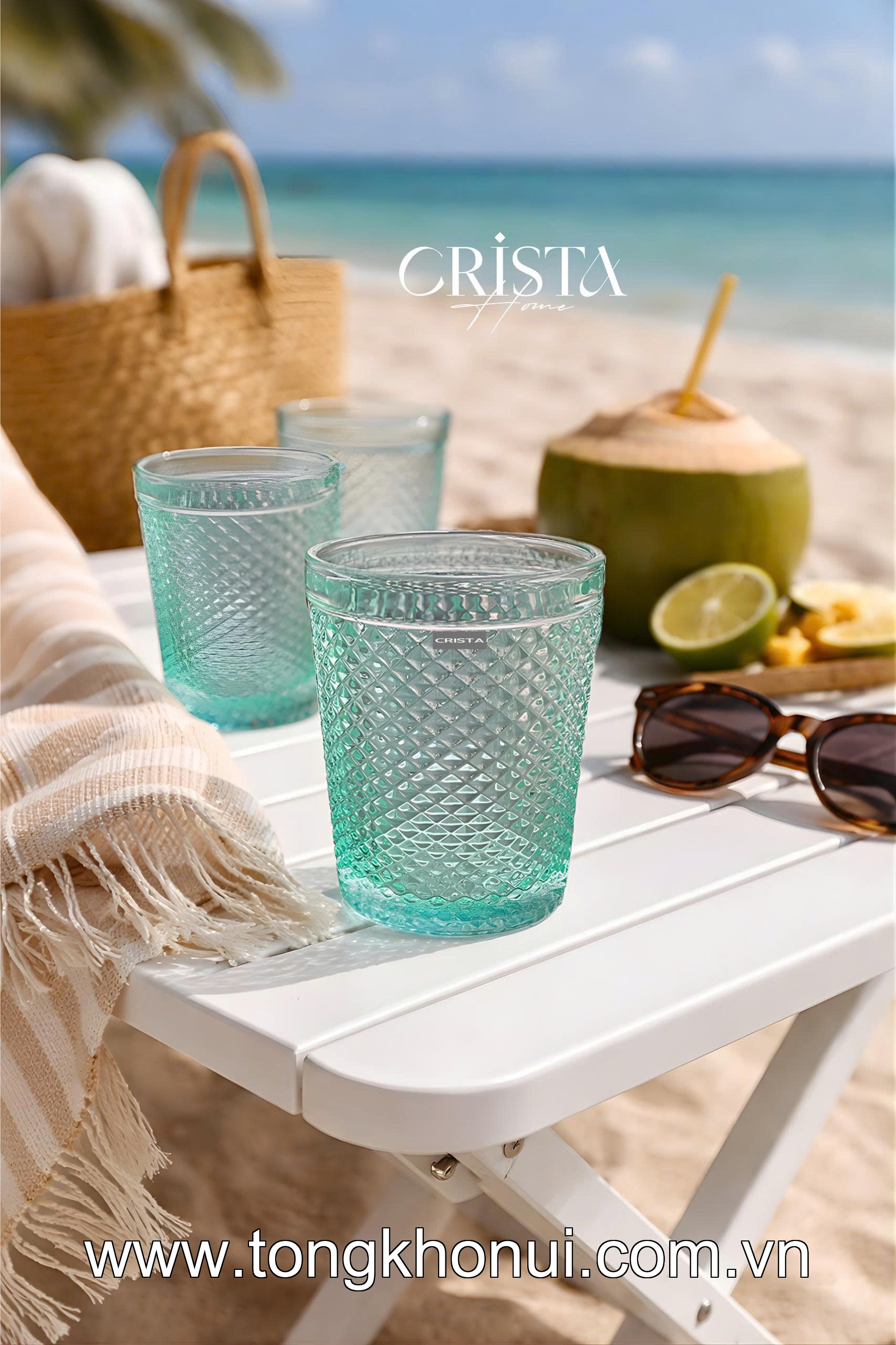 BỘ 4 CỐC THỦY TINH VÂN KIM CƯƠNG 300ML CRISTA HOME – CỐC UỐNG NƯỚC ĐẸP, QUÀ TẶNG ĐẲNG CẤP (MÃ 60218) ảnh 6