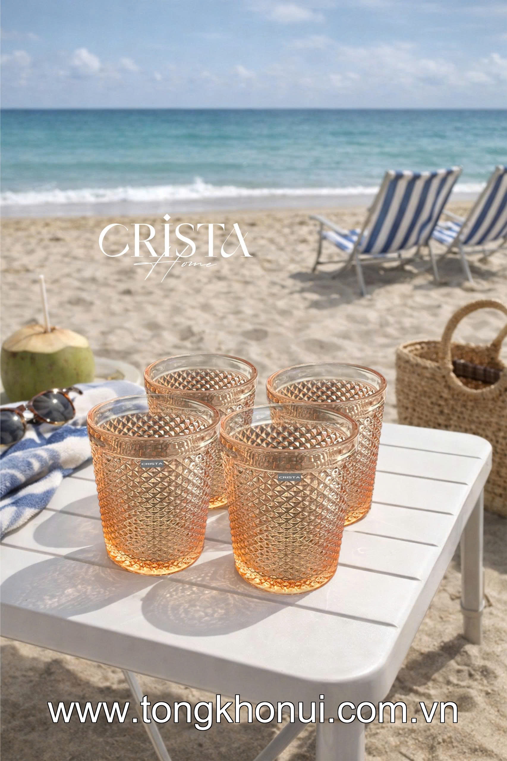 BỘ 4 CỐC THỦY TINH VÂN KIM CƯƠNG 300ML CRISTA HOME – CỐC UỐNG NƯỚC ĐẸP, QUÀ TẶNG ĐẲNG CẤP (MÃ 60218) ảnh 7