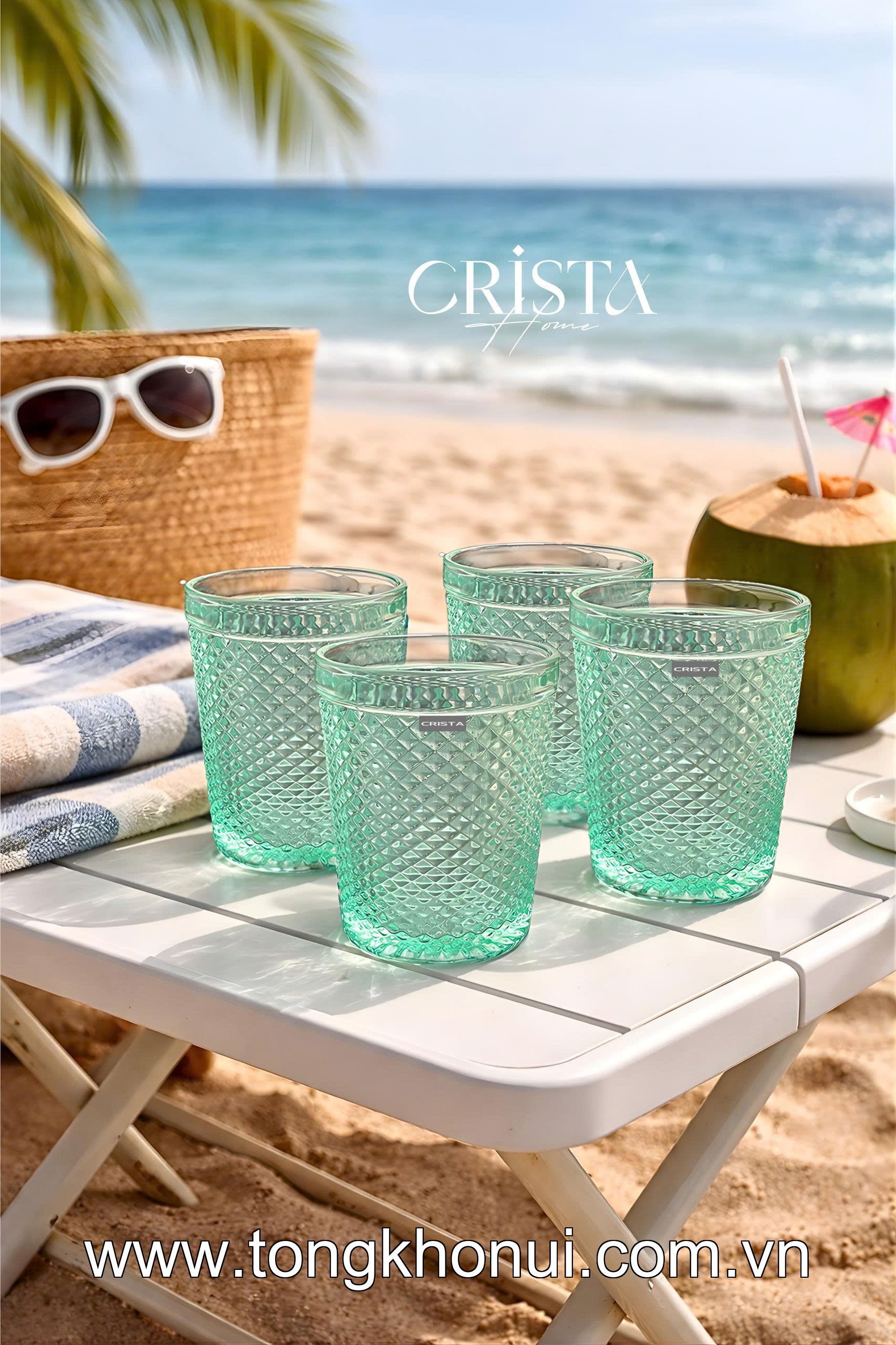 BỘ 4 CỐC THỦY TINH VÂN KIM CƯƠNG 300ML CRISTA HOME – CỐC UỐNG NƯỚC ĐẸP, QUÀ TẶNG ĐẲNG CẤP (MÃ 60218) ảnh 11