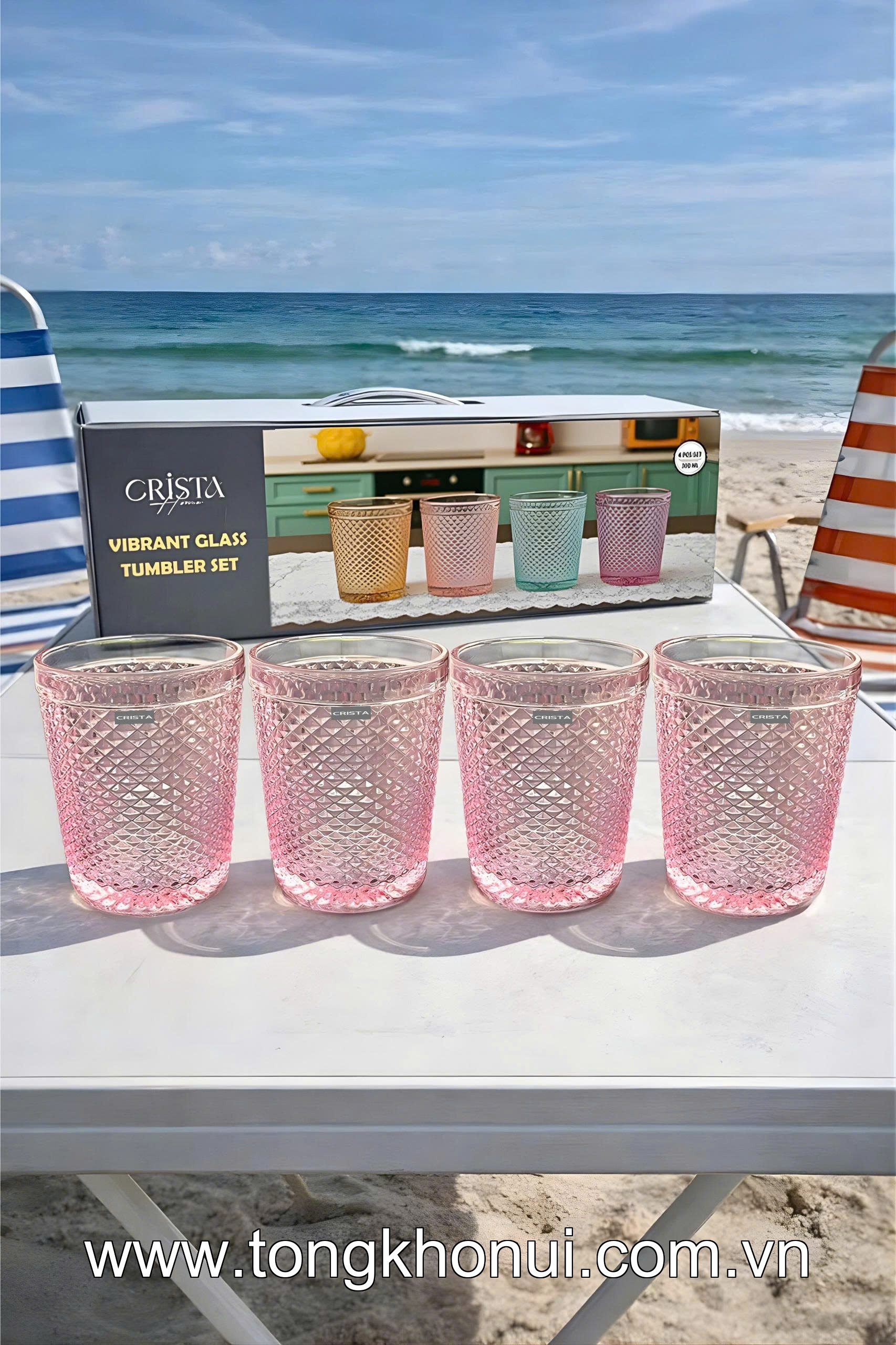 BỘ 4 CỐC THỦY TINH VÂN KIM CƯƠNG 300ML CRISTA HOME – CỐC UỐNG NƯỚC ĐẸP, QUÀ TẶNG ĐẲNG CẤP (MÃ 60218) ảnh 14