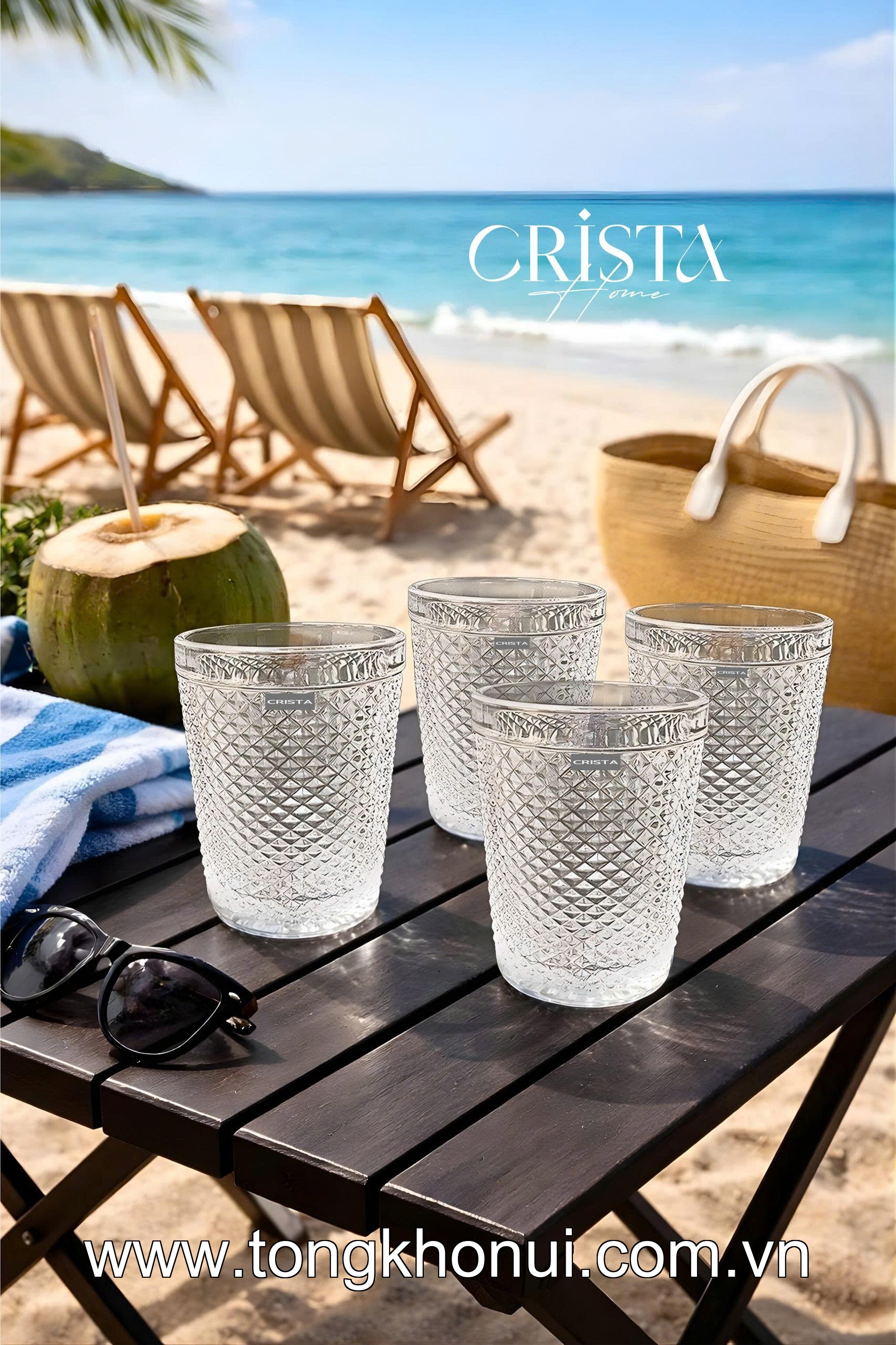 BỘ 4 CỐC THỦY TINH VÂN KIM CƯƠNG 300ML CRISTA HOME – CỐC UỐNG NƯỚC ĐẸP, QUÀ TẶNG ĐẲNG CẤP (MÃ 60218) ảnh 19