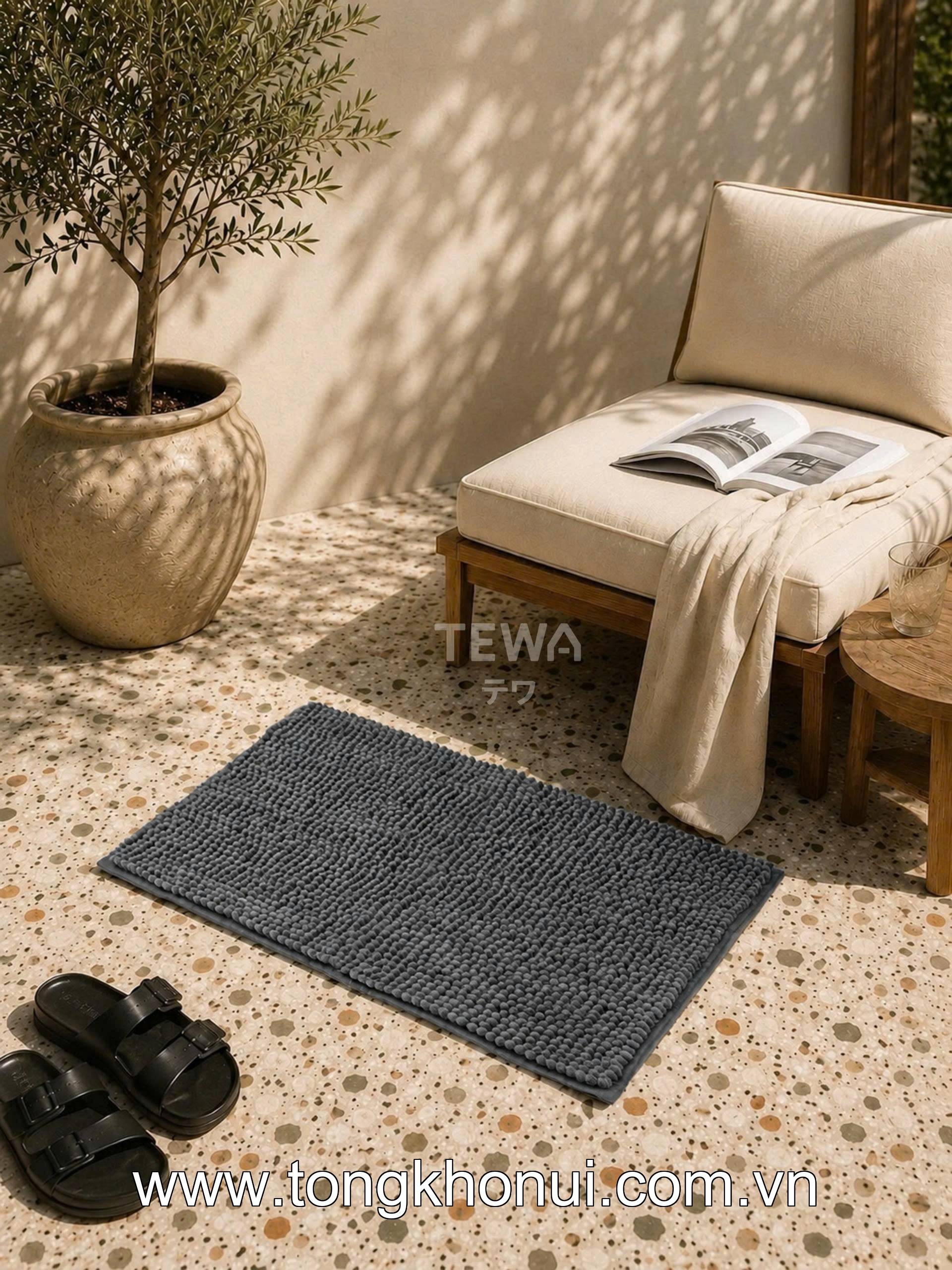 THẢM TRẢI SÀN NHUNG TUYẾT CHENILLE TEWA – THẢM LAU CHÂN CHỐNG TRƯỢT, THẤM HÚT NHANH (MÃ 80005) ảnh 6