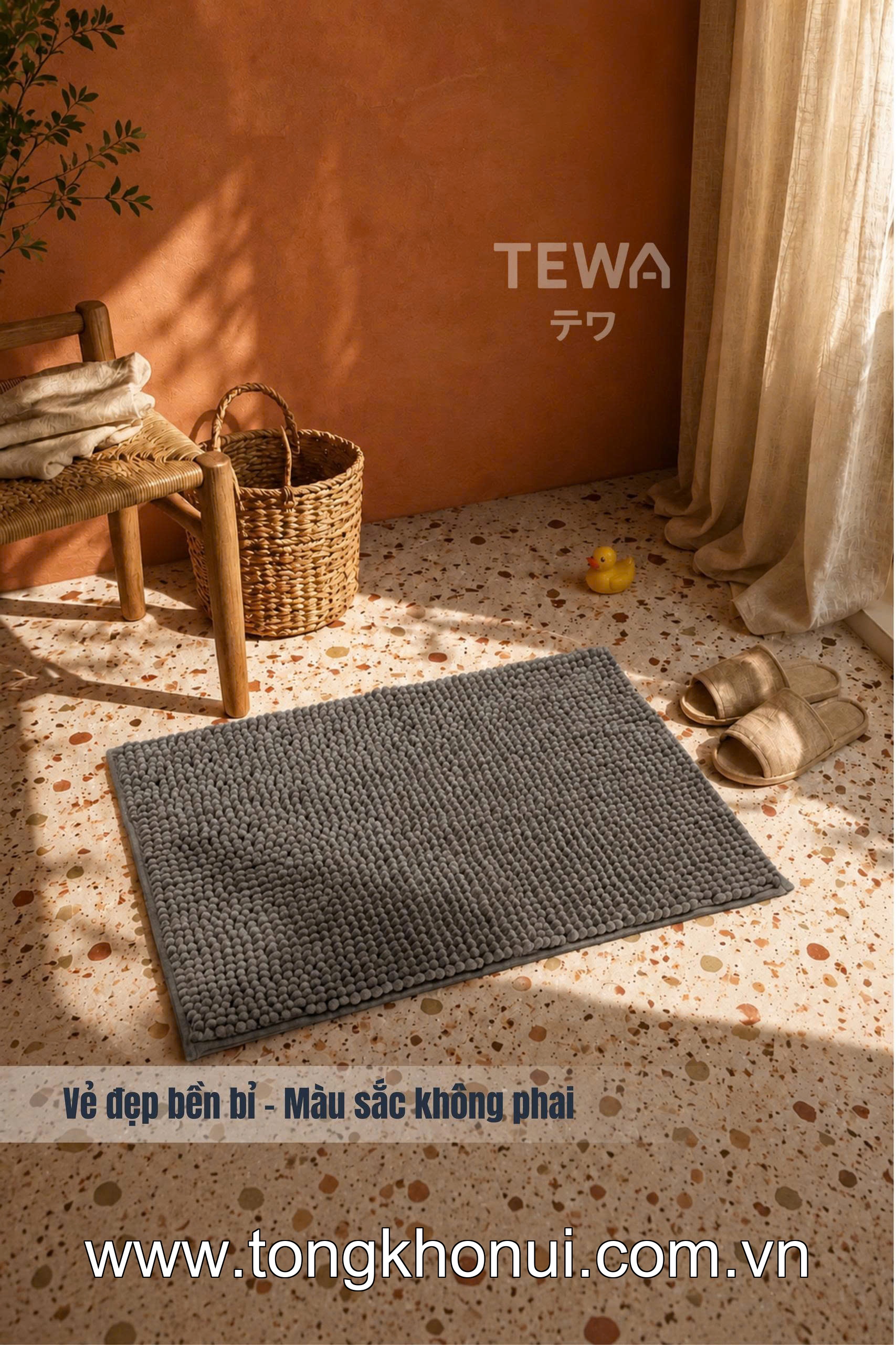 THẢM TRẢI SÀN NHUNG TUYẾT CHENILLE TEWA – THẢM LAU CHÂN CHỐNG TRƯỢT, THẤM HÚT NHANH (MÃ 80005) ảnh 7