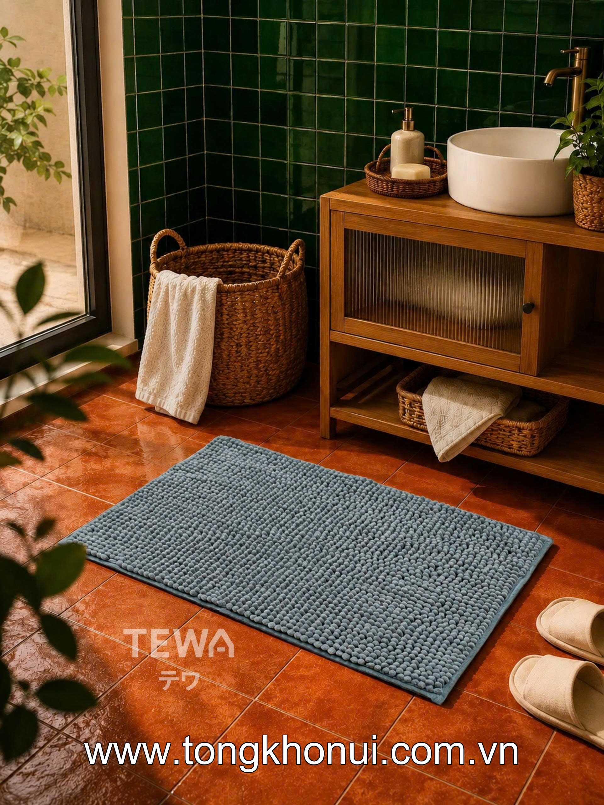 THẢM TRẢI SÀN NHUNG TUYẾT CHENILLE TEWA – THẢM LAU CHÂN CHỐNG TRƯỢT, THẤM HÚT NHANH (MÃ 80005) ảnh 8