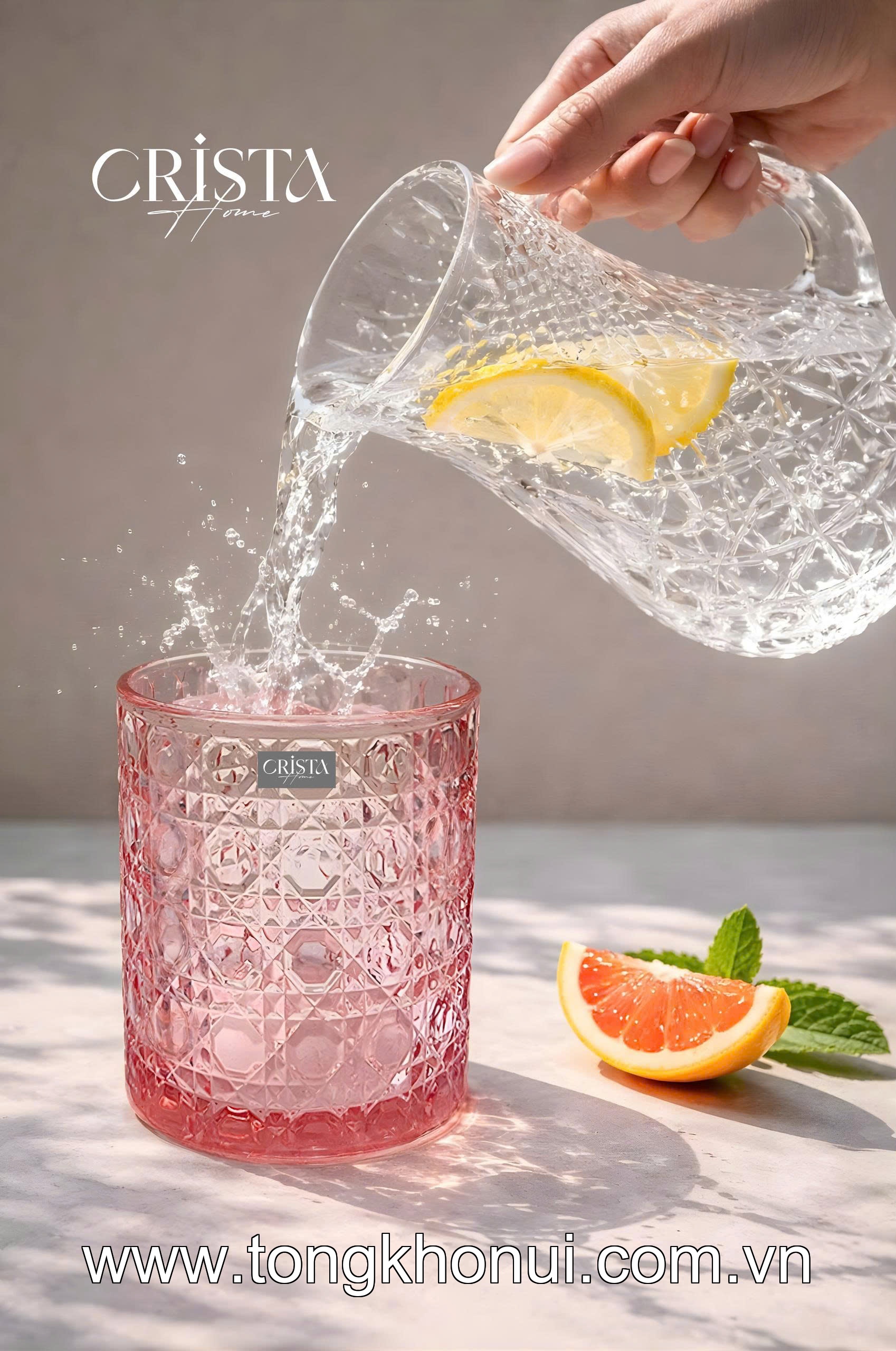 BỘ 6 CỐC THỦY TINH VÂN PHA LÊ NỔI 390ML CRISTA HOME – CỐC UỐNG NƯỚC ĐA NĂNG HÀNG NGÀY (MÃ 60253) ảnh 2