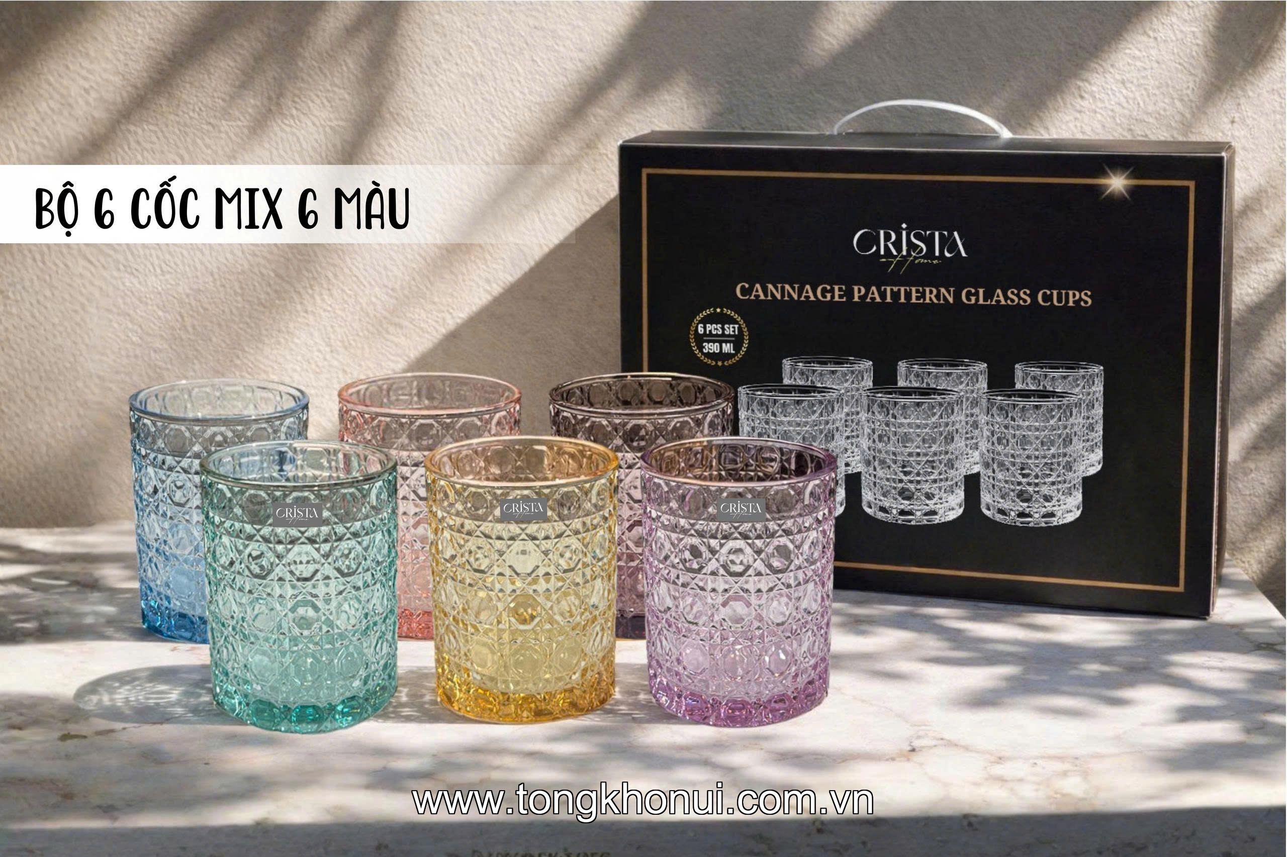BỘ 6 CỐC THỦY TINH VÂN PHA LÊ NỔI 390ML CRISTA HOME – CỐC UỐNG NƯỚC ĐA NĂNG HÀNG NGÀY (MÃ 60253) ảnh 9