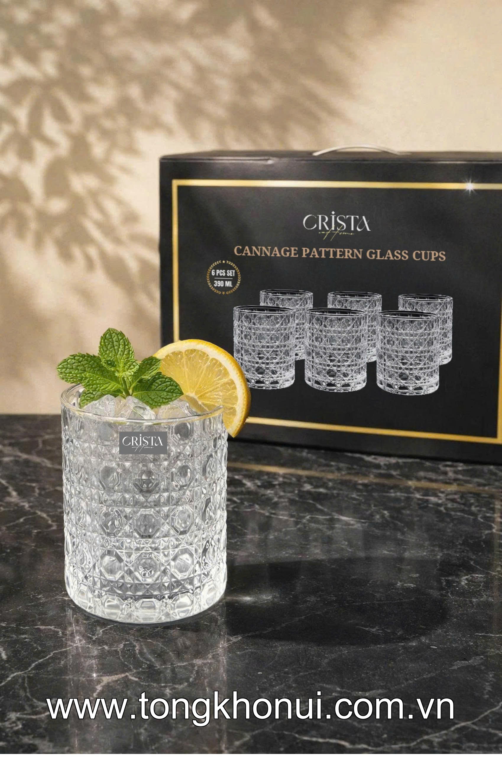 BỘ 6 CỐC THỦY TINH VÂN PHA LÊ NỔI 390ML CRISTA HOME – CỐC UỐNG NƯỚC ĐA NĂNG HÀNG NGÀY (MÃ 60253) ảnh 12