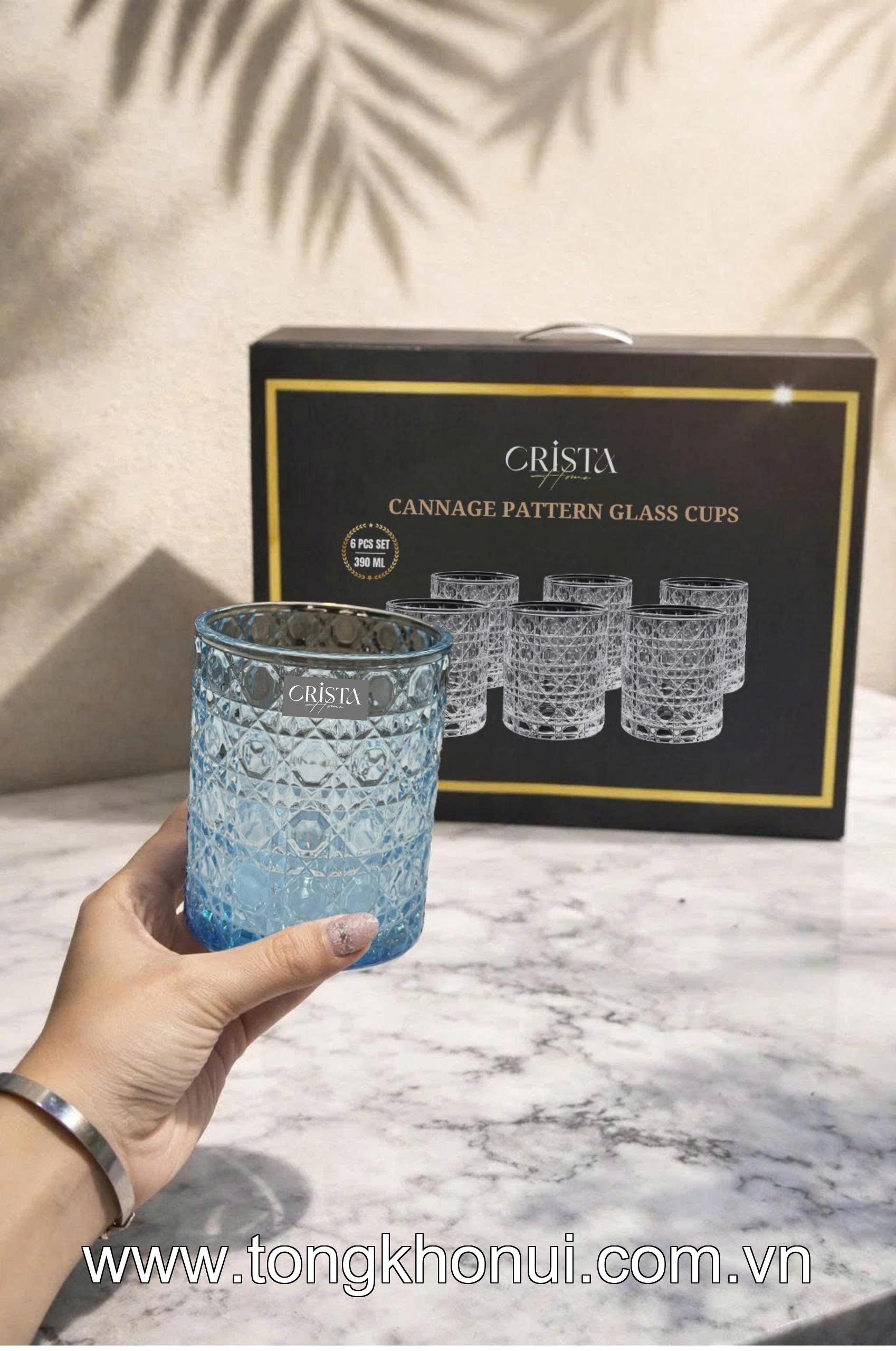 BỘ 6 CỐC THỦY TINH VÂN PHA LÊ NỔI 390ML CRISTA HOME – CỐC UỐNG NƯỚC ĐA NĂNG HÀNG NGÀY (MÃ 60253) ảnh 18