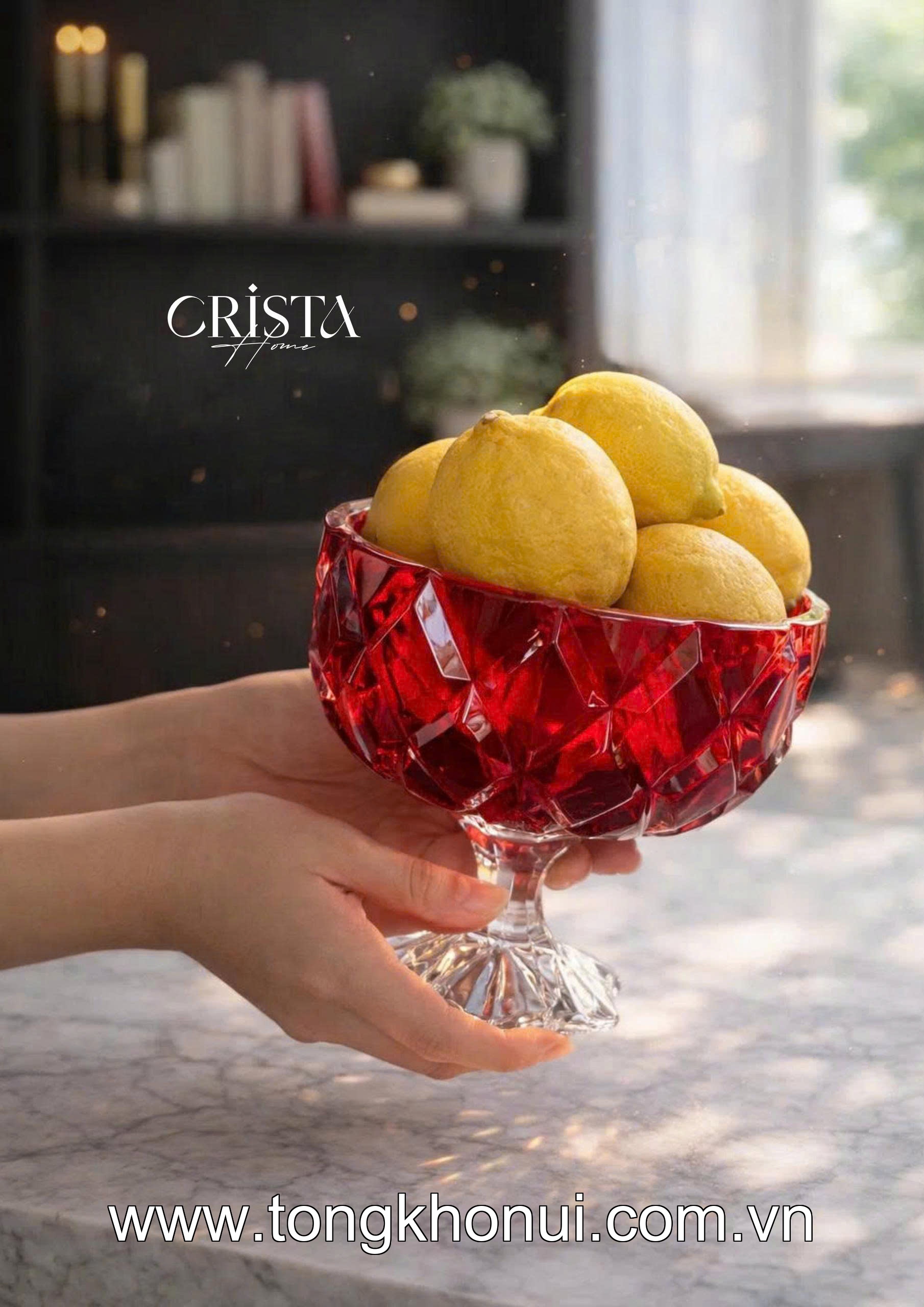 HŨ THỦY TINH CHÂN BỒNG VÂN KIM CƯƠNG 18CM CRISTA HOME – HŨ ĐỰNG TRÁI CÂY DECOR CAO CẤP (MÃ 60251) ảnh 20
