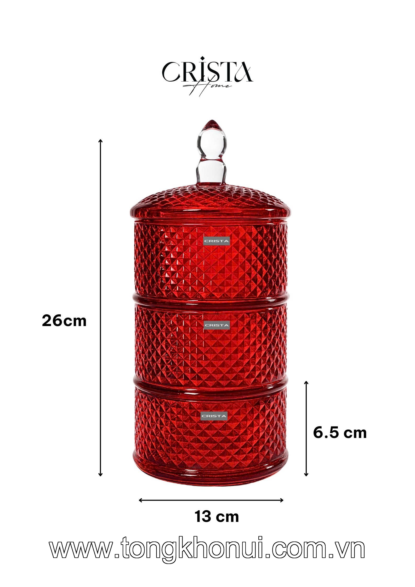 HŨ ĐỰNG MỨT 3 TẦNG THỦY TINH VÂN KIM CƯƠNG CRISTA HOME – KHAY BÁNH KẸO NGÀY TẾT SANG TRỌNG (MÃ 60207) ảnh 4