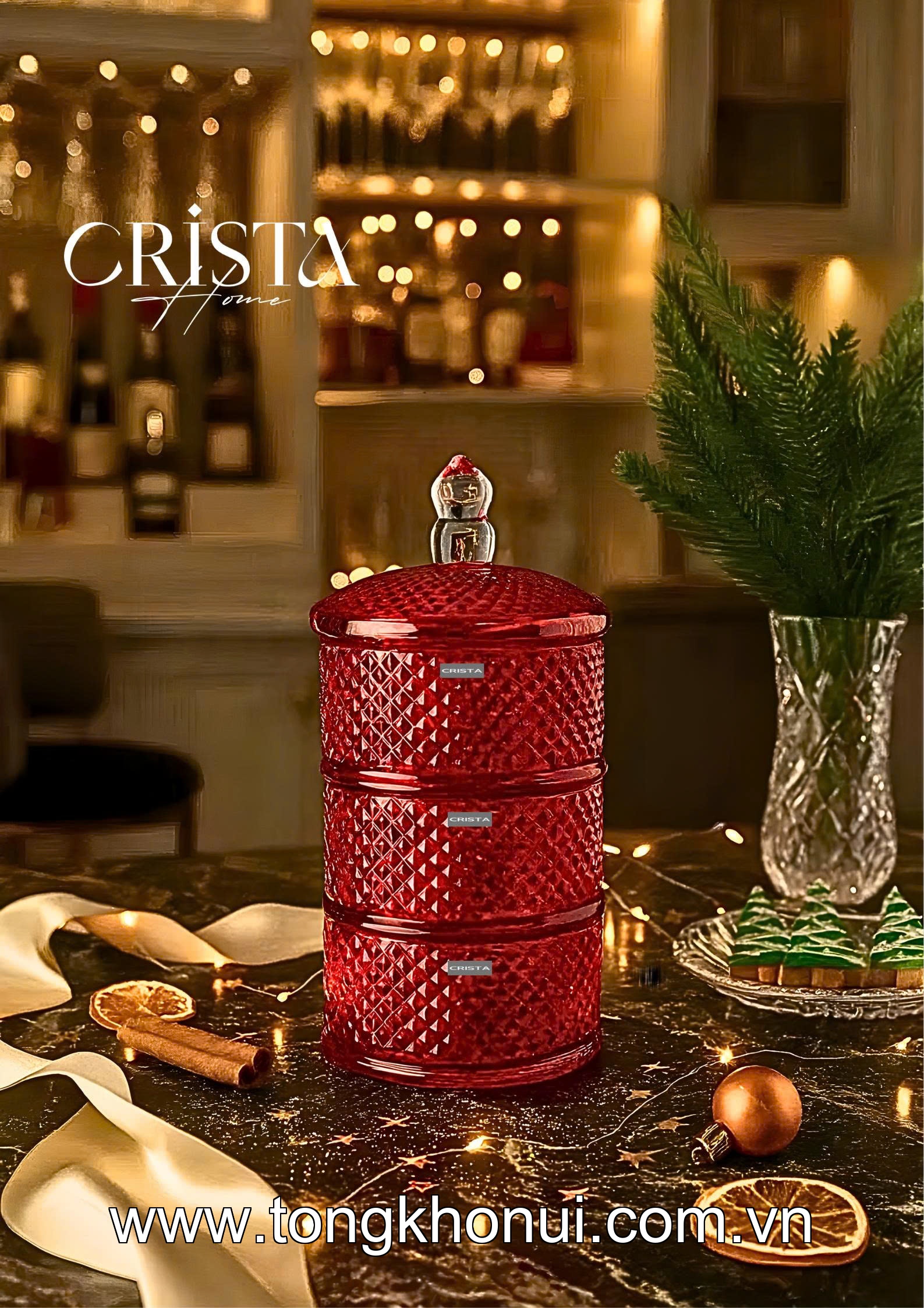 HŨ ĐỰNG MỨT 3 TẦNG THỦY TINH VÂN KIM CƯƠNG CRISTA HOME – KHAY BÁNH KẸO NGÀY TẾT SANG TRỌNG (MÃ 60207) ảnh 6
