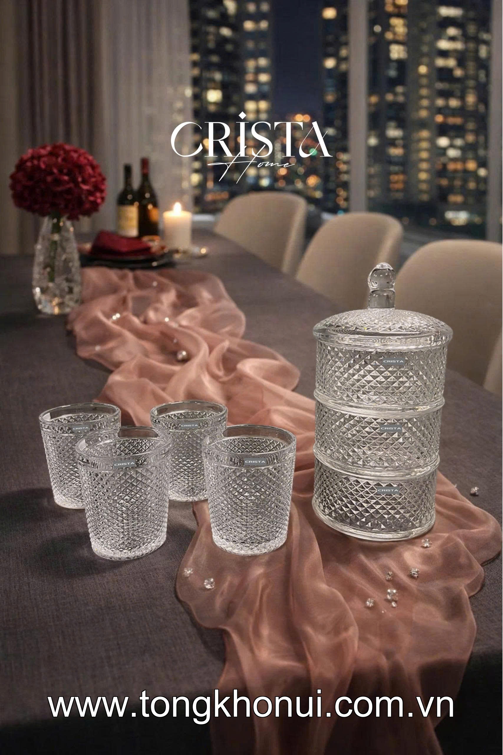 HŨ ĐỰNG MỨT 3 TẦNG THỦY TINH VÂN KIM CƯƠNG CRISTA HOME – KHAY BÁNH KẸO NGÀY TẾT SANG TRỌNG (MÃ 60207) ảnh 13