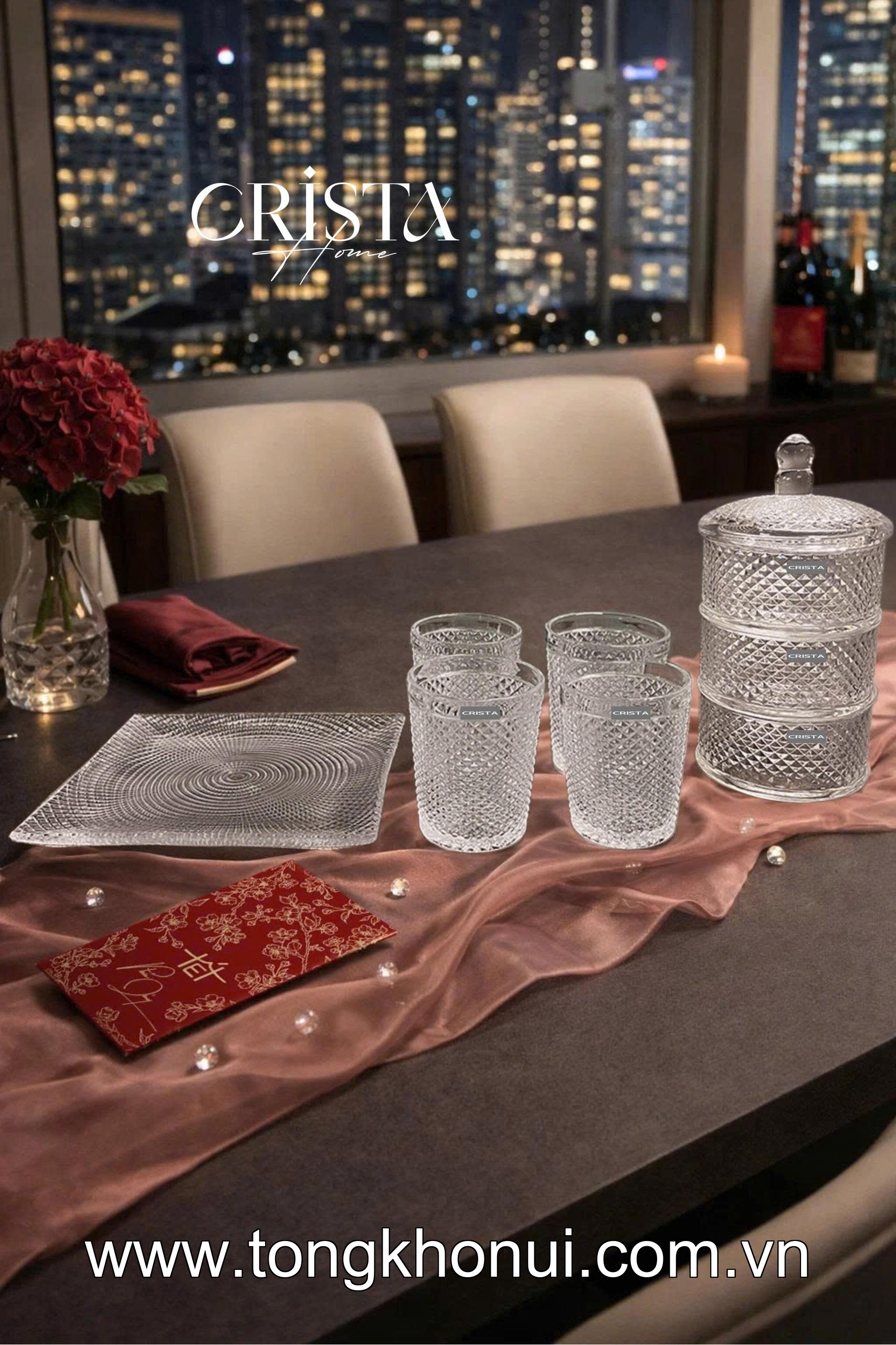 HŨ ĐỰNG MỨT 3 TẦNG THỦY TINH VÂN KIM CƯƠNG CRISTA HOME – KHAY BÁNH KẸO NGÀY TẾT SANG TRỌNG (MÃ 60207) ảnh 15