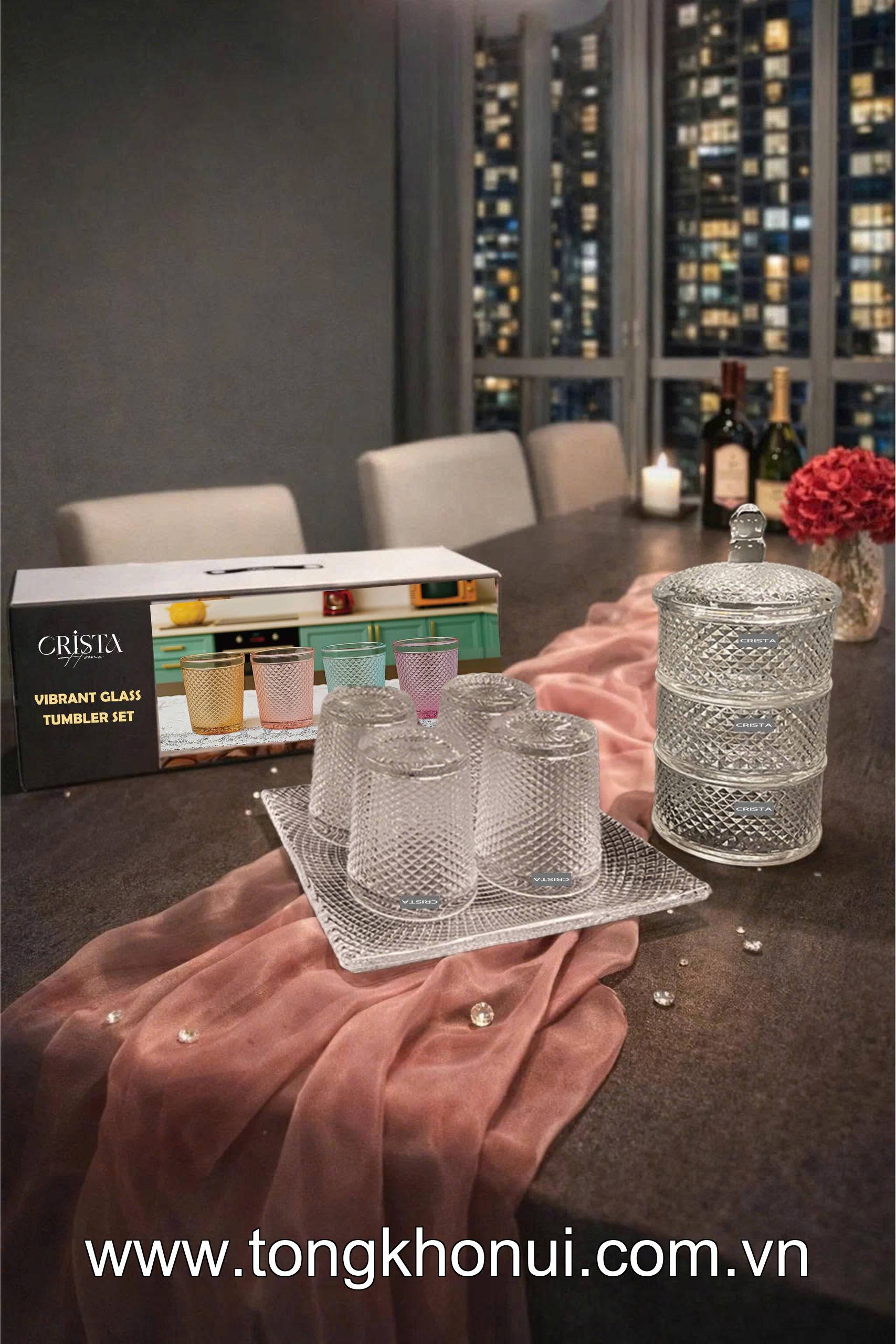 HŨ ĐỰNG MỨT 3 TẦNG THỦY TINH VÂN KIM CƯƠNG CRISTA HOME – KHAY BÁNH KẸO NGÀY TẾT SANG TRỌNG (MÃ 60207) ảnh 16